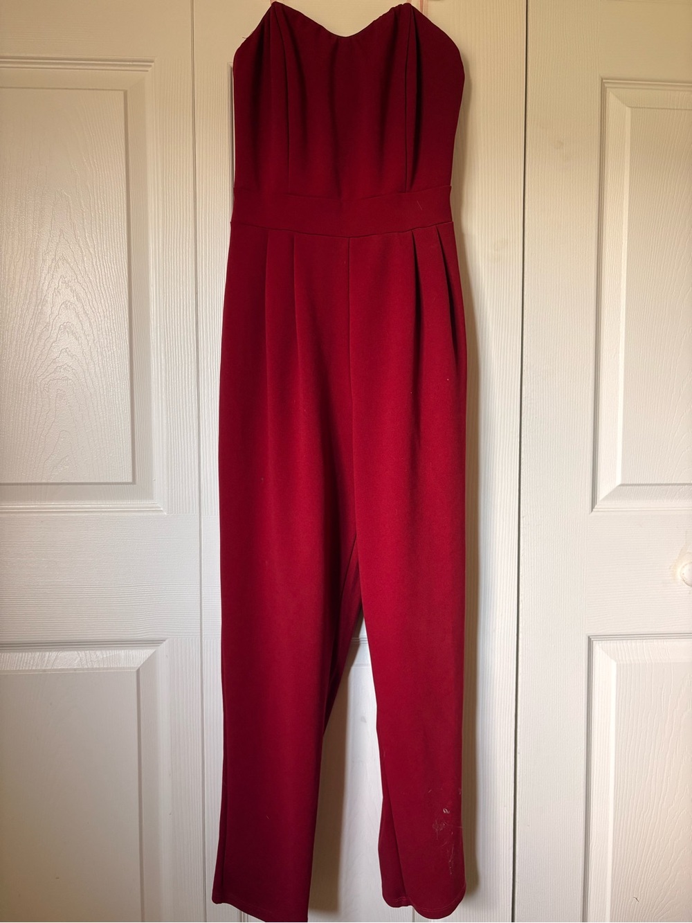 Fashion Nova Strapless Wine-Red Jumpsuit